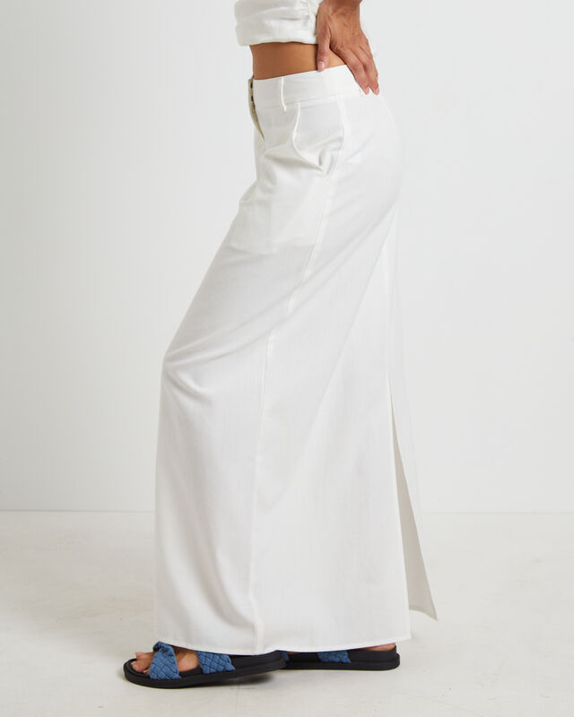 Jinta Tailored Linen Maxi Skirt in White, hi-res image number null
