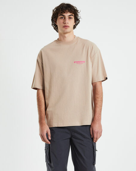 Nigh Short Sleeve T-Shirt in Beige/Pink