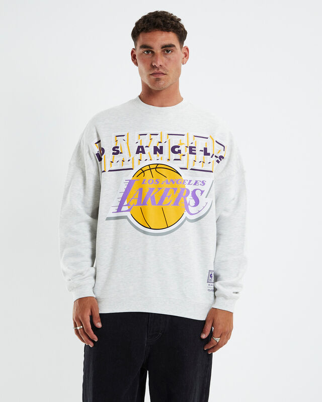 XL Bevel Arch Crewneck Los Angeles Lakers Light Grey Marle, hi-res image number null