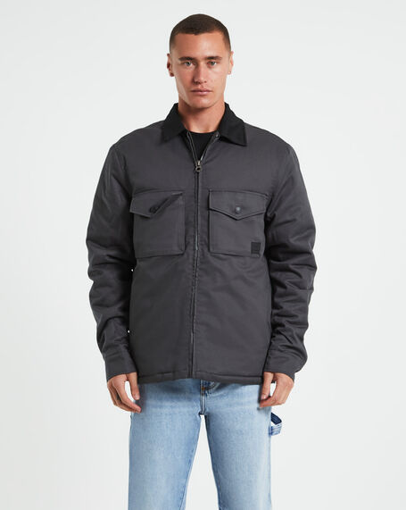 Samo Zip Overshirt Jacket in Charcoal Grey