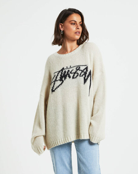 Snooth Stock Oversized Long Sleeve Knit Sweater in Cream