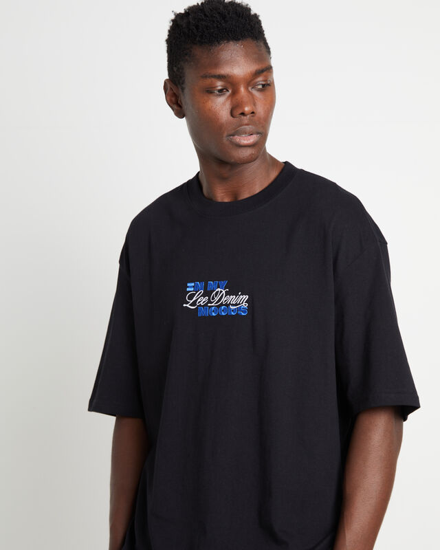 Baggy Short Sleeve Moods T-Shirt in Black, hi-res image number null
