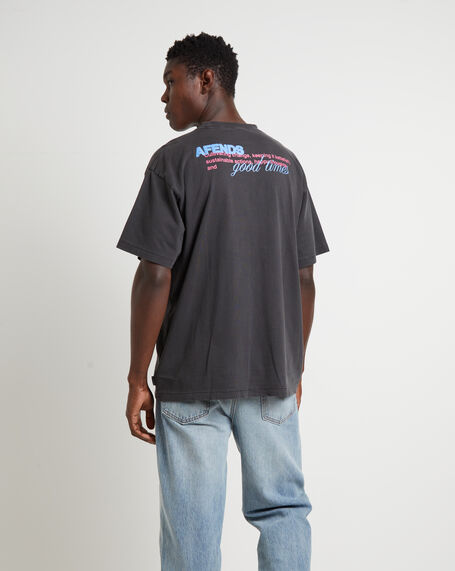 Good Times Recycled Boxy Fit Short Sleeve T-Shirt in Stone Black