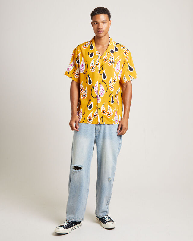 Paisley Tears Short Sleeve Shirt in Mustard, hi-res image number null