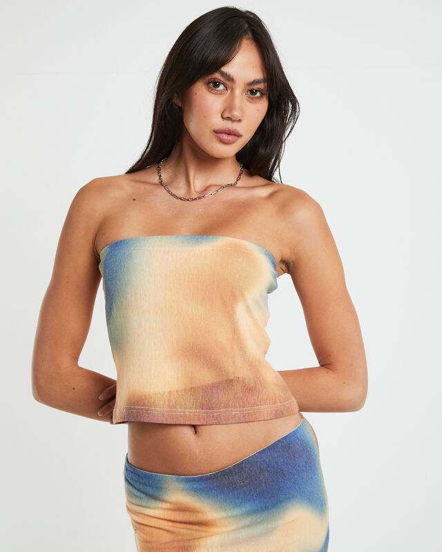 Della Printed Strapless Knit Top in Assorted, hi-res image number null