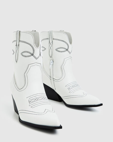 Cora Cowboy Boots White