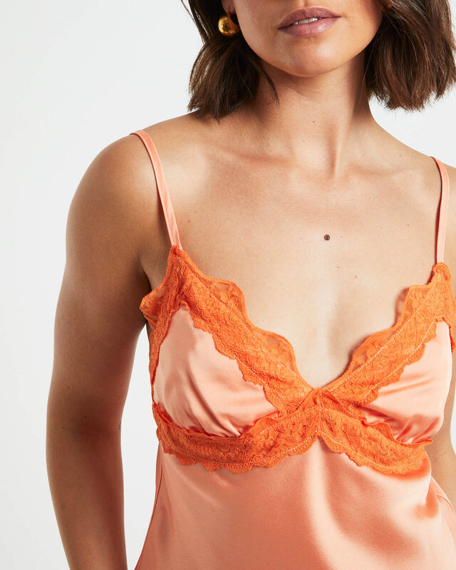 Xia Contrast Lace Trim Cami Top in Peach, hi-res image number null
