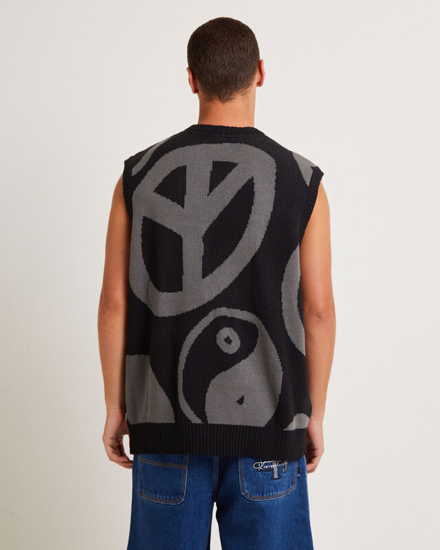 Peace Corp Knitted Vest in Black, hi-res image number null