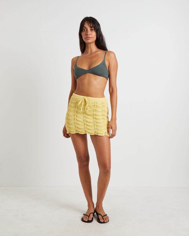 Lori Scallop Crochet Mini Skirt in Lemon, hi-res image number null