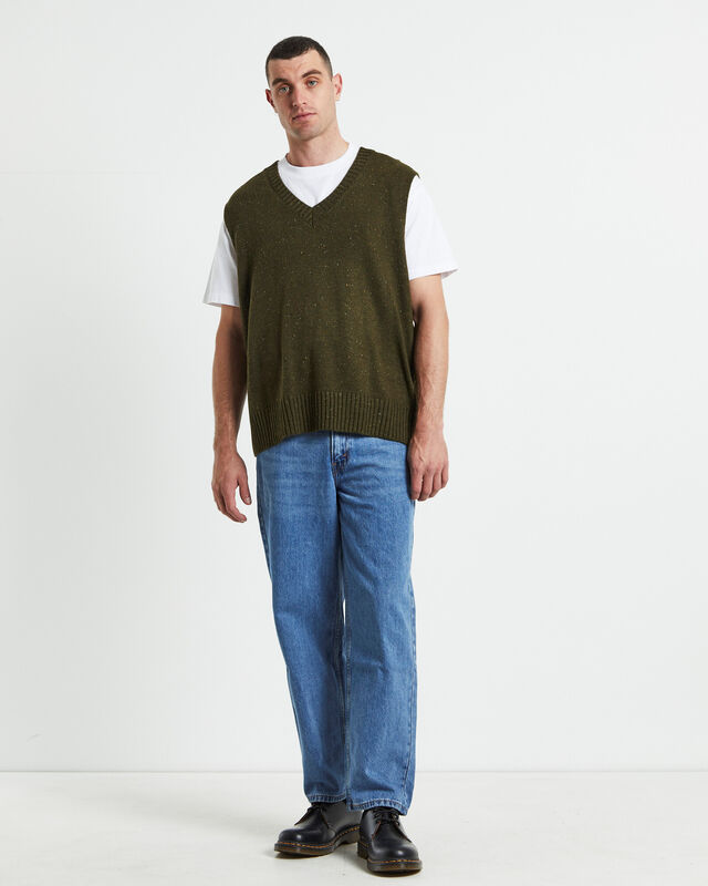 Sunday Knitted Box Vest Olive, hi-res image number null