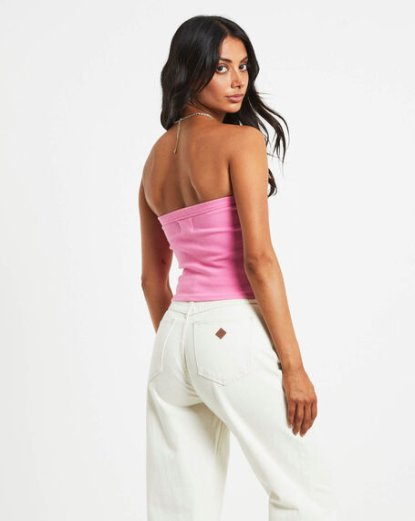 Heather Long Line Bandeau Top in Pink