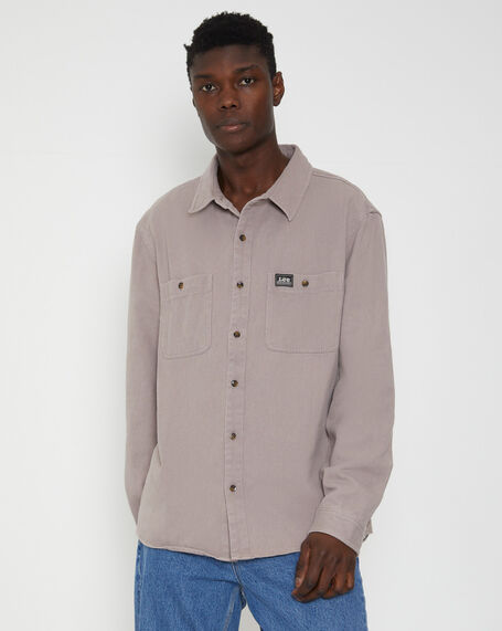Lee Worker Long Sleeve Shirt in Cement Grey