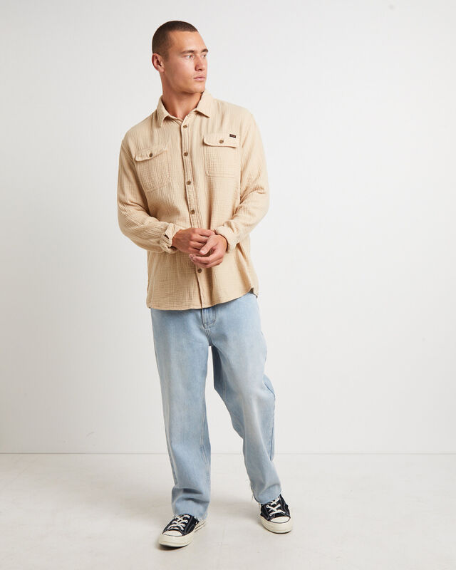 Parallels Long Sleeve Shirt in Driftwood Natural, hi-res image number null