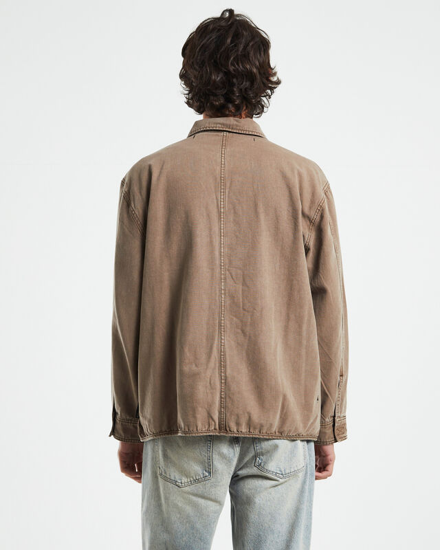 Drill Shacket in Taupe Brown, hi-res image number null