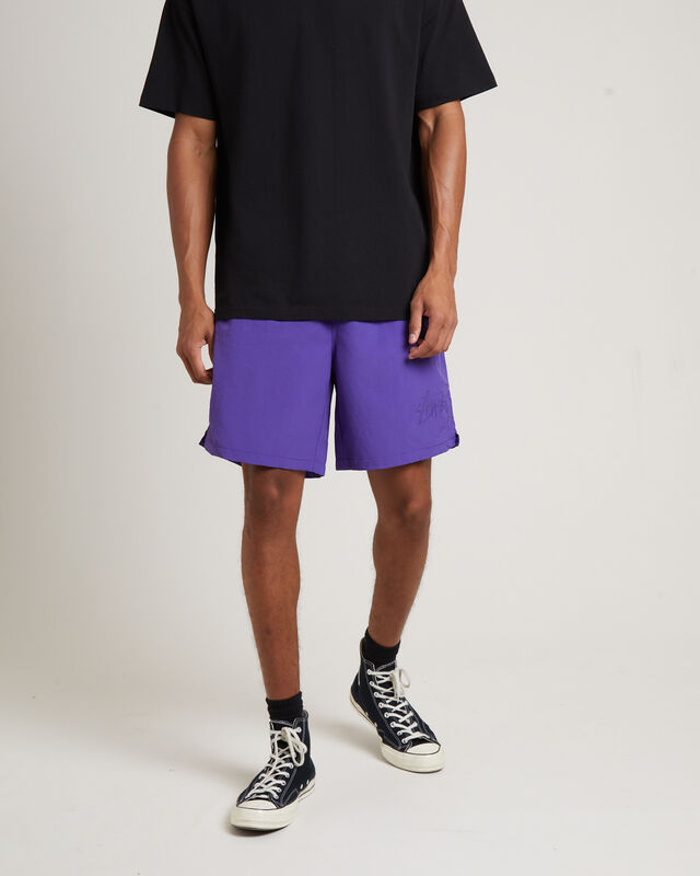 Stussy Big Stock Nylon Shorts in Purple, hi-res image number null
