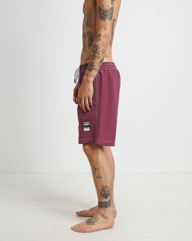 Swans Baggy Trunk Boardshorts in Crimson, hi-res image number null