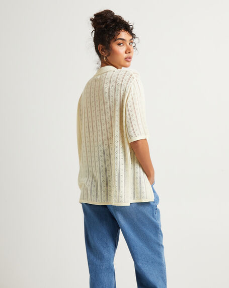 Milan Knit Short Sleeve Shirt Buttercream