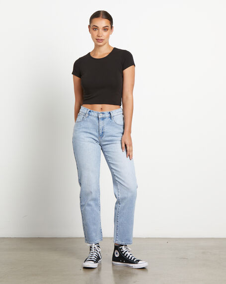 95 Mid Straight Crop Jeans in Organic Denim Blue
