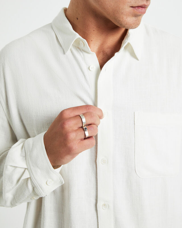 Harrison Linen Long Sleeve Shirt in White, hi-res image number null