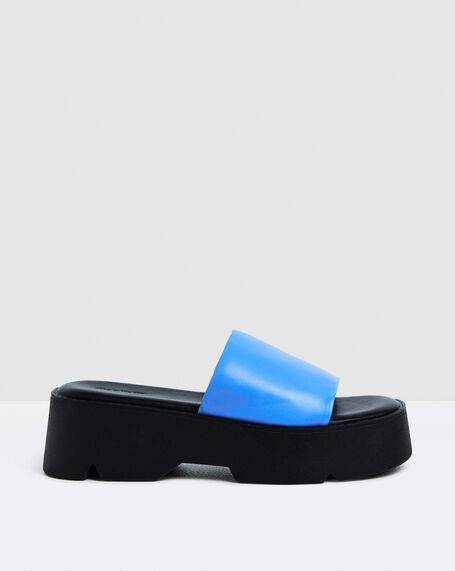 Freya Flatform Slides Azure Blue/Black