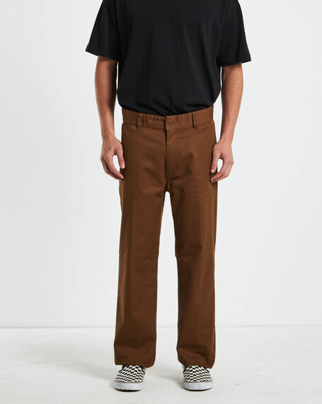 Choice Chino Relaxed Pants in Dark Earth Brown