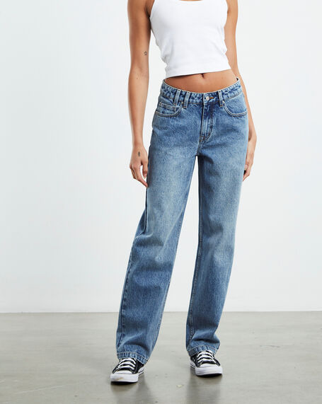 Muse Mid Rise Straight Dad Jeans Mid 90's Blue