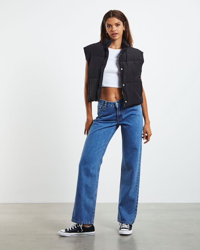 Emmy Low Rise V-Waist Straight Jeans Bright Blue, hi-res image number null