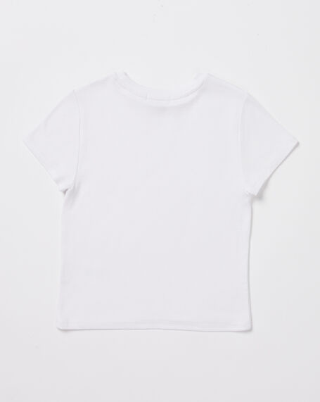 Teen Girls Slinky Fit Short Sleeve T-Shirt in White