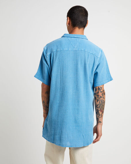 Bon Crepe Short Sleeve Shirt in Blue