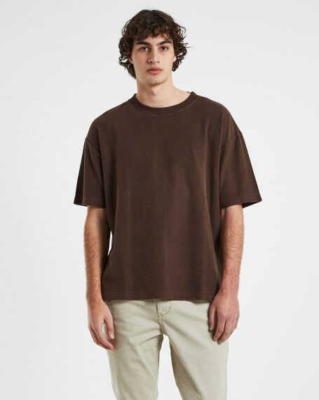 Ramona Linen Short Sleeve T-Shirt in Cocoa Brown