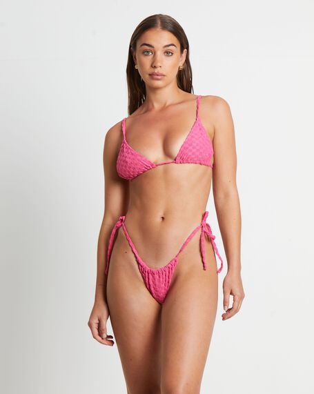 Check Mate Triangle Bikini Top in Raspberry Pink