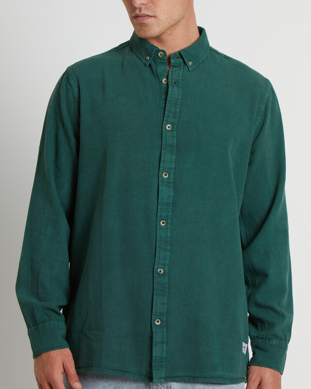 Men At Work Oxford Long Sleeve Shirt in Trade Green, hi-res image number null