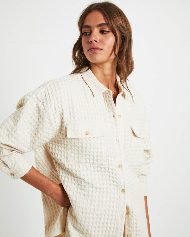 Posey Oversized Waffle Shirt Coconut, hi-res image number null