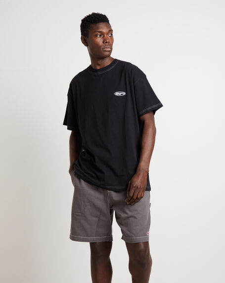 Contrast Devo Short Sleeve T-Shirt in Washed Black