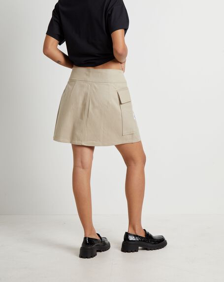 Flannel Wrap Mini Skirt in Plaza Taupe