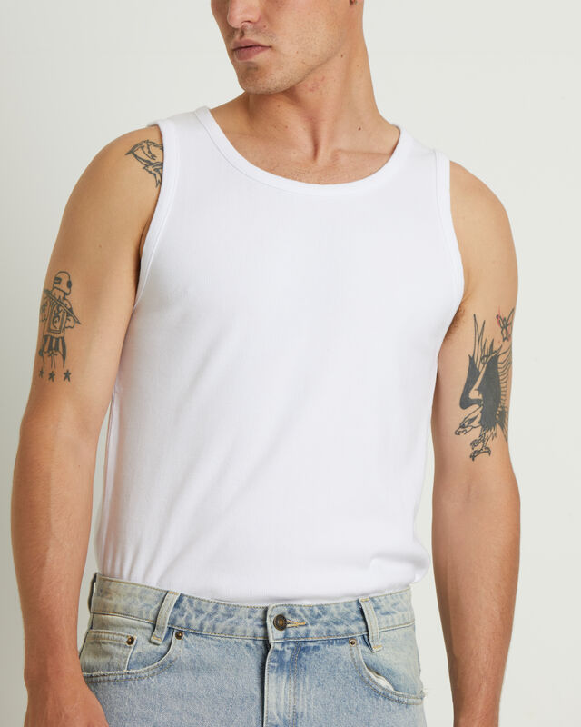 Paramount Ribbed Singlet in White, hi-res image number null