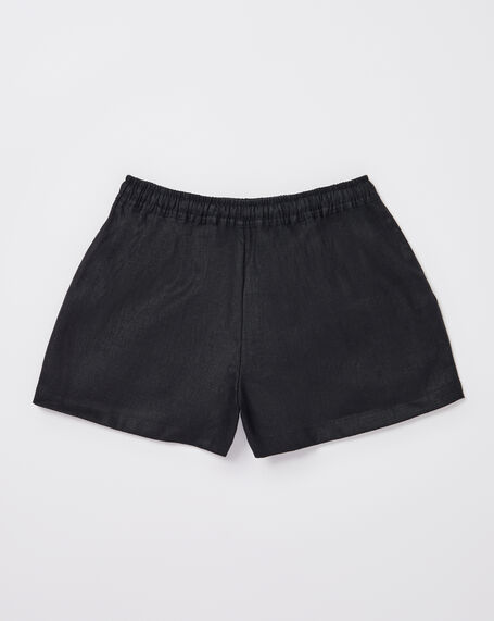 Teen Girls Tide Linen Shorts in Black