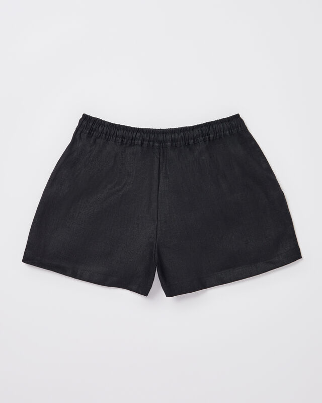 Teen Girls Tide Linen Shorts in Black, hi-res image number null