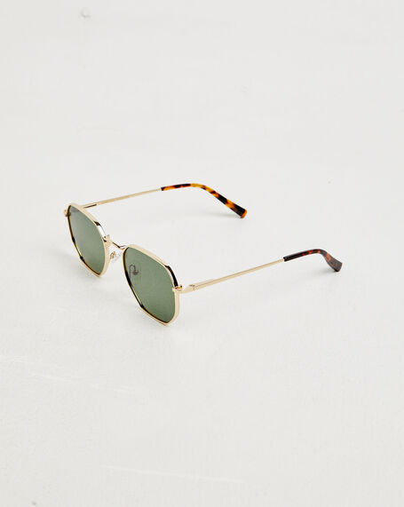 DXB Polished Sunglasses in Gold/Dark Green