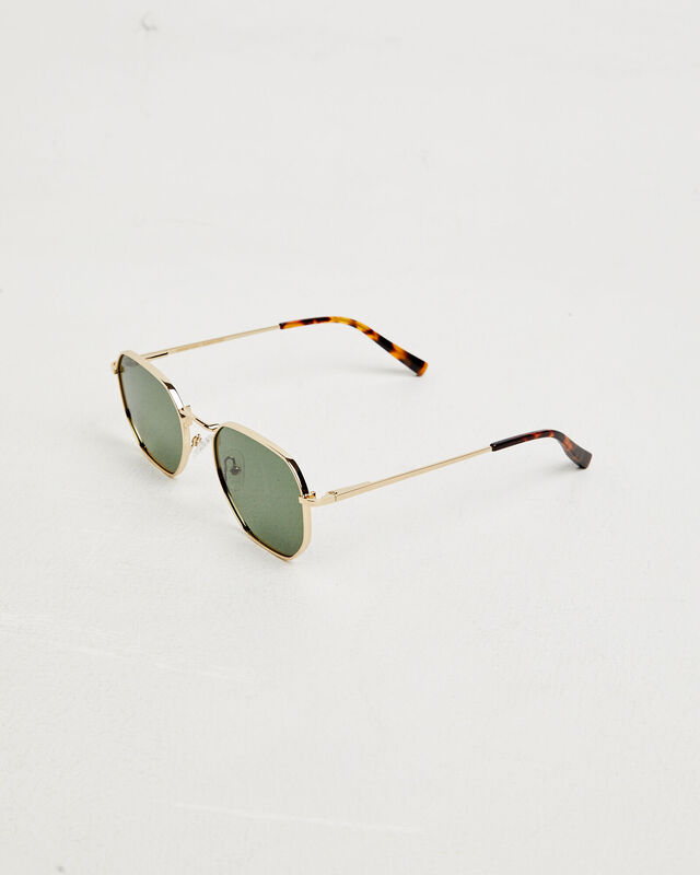 DXB Polished Sunglasses in Gold/Dark Green, hi-res image number null