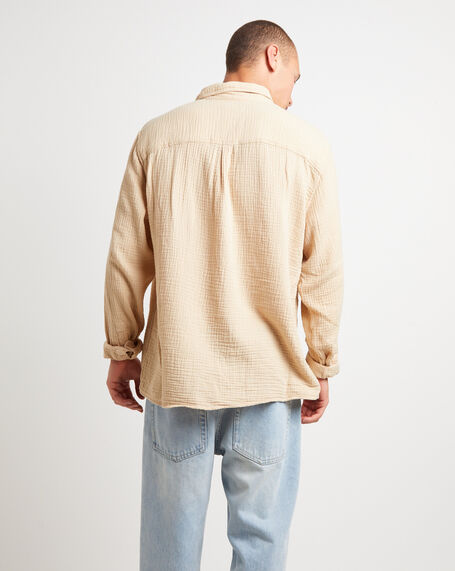 Parallels Long Sleeve Shirt in Driftwood Natural