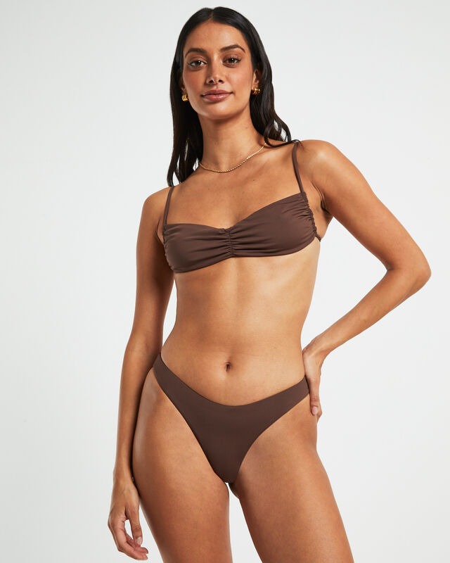Gather Front Top in Coffee Brown, hi-res image number null