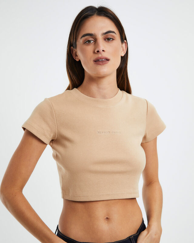 A 90s Crop Tee Faded Khaki Brown, hi-res image number null