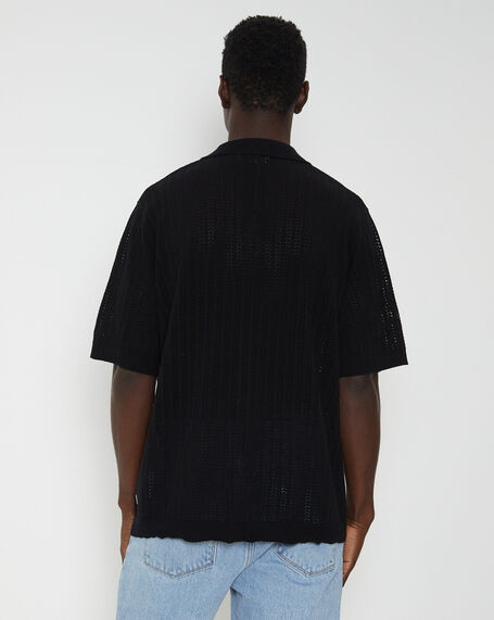 Bowler Knit Short Sleeve Shirt in Black