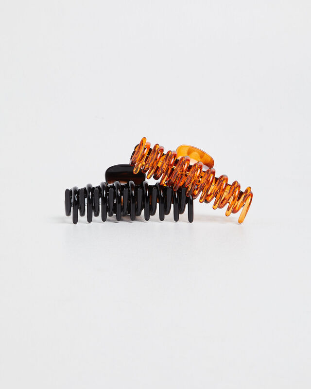 Clueless Claw Hair Clips 2 Pack Black/Tort, hi-res image number null
