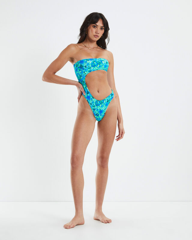 Kailani Tropical Cut Out One Piece Blue, hi-res image number null