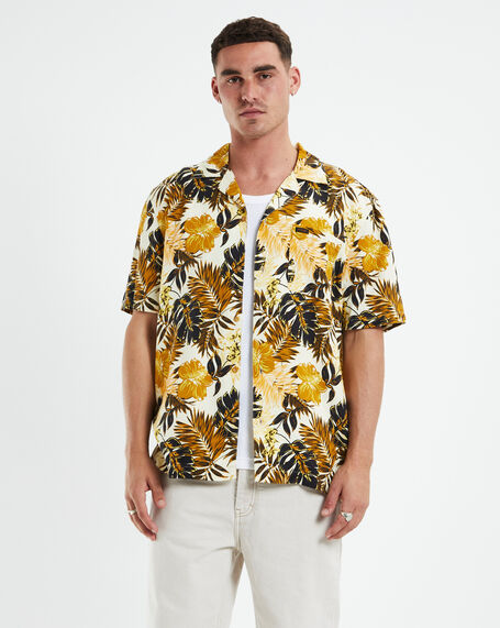 Resort Short Sleeve Shirt Golden Palms Multi