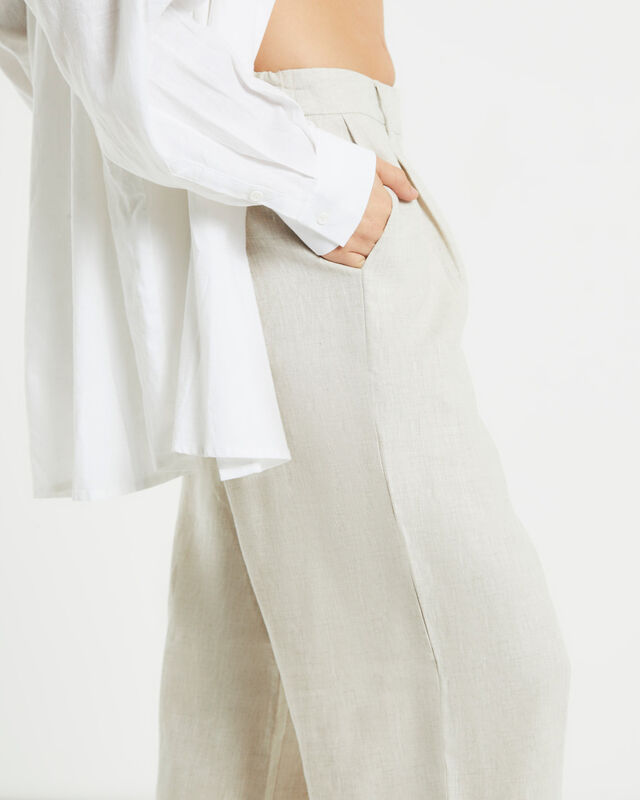 Jemimah Linen Trouser Pants in Oat Marle, hi-res image number null