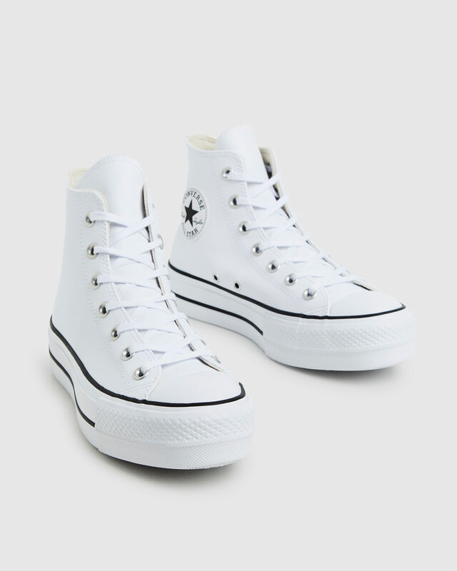 Chuck Taylor All Star Leather Platform Hi Top Sneakers White, hi-res image number null
