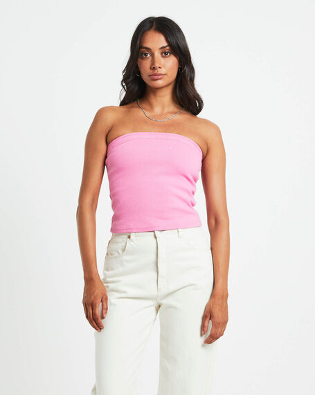 Heather Long Line Bandeau Top in Pink